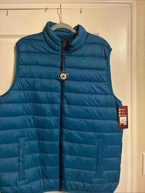 Swiss Tech Blue Quilted Jacket - Zip Front